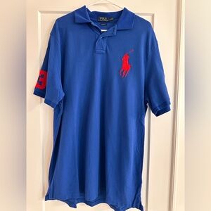 Ralph Lauren Men's Polo Shirt in Blue with Red Accents